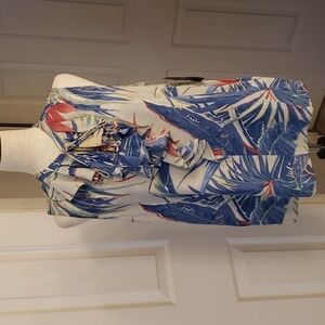 𝅺CHAPS Tropical Print Aloha Ruffle Top NWT